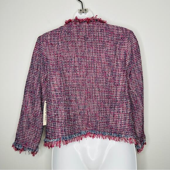 ROBBI & NIKKI Tweed Blazer Jacket Womens Small Pink Maximalist Office Fun Funky - Picture 5 of 9